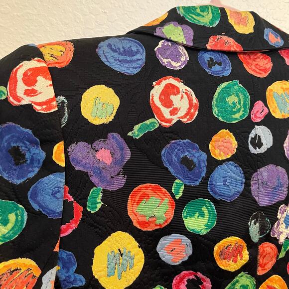 VTG Gres Blazer Women's XS S Black Jacquard Abstract Floral Unique Artsy Artwear - Picture 9 of 16